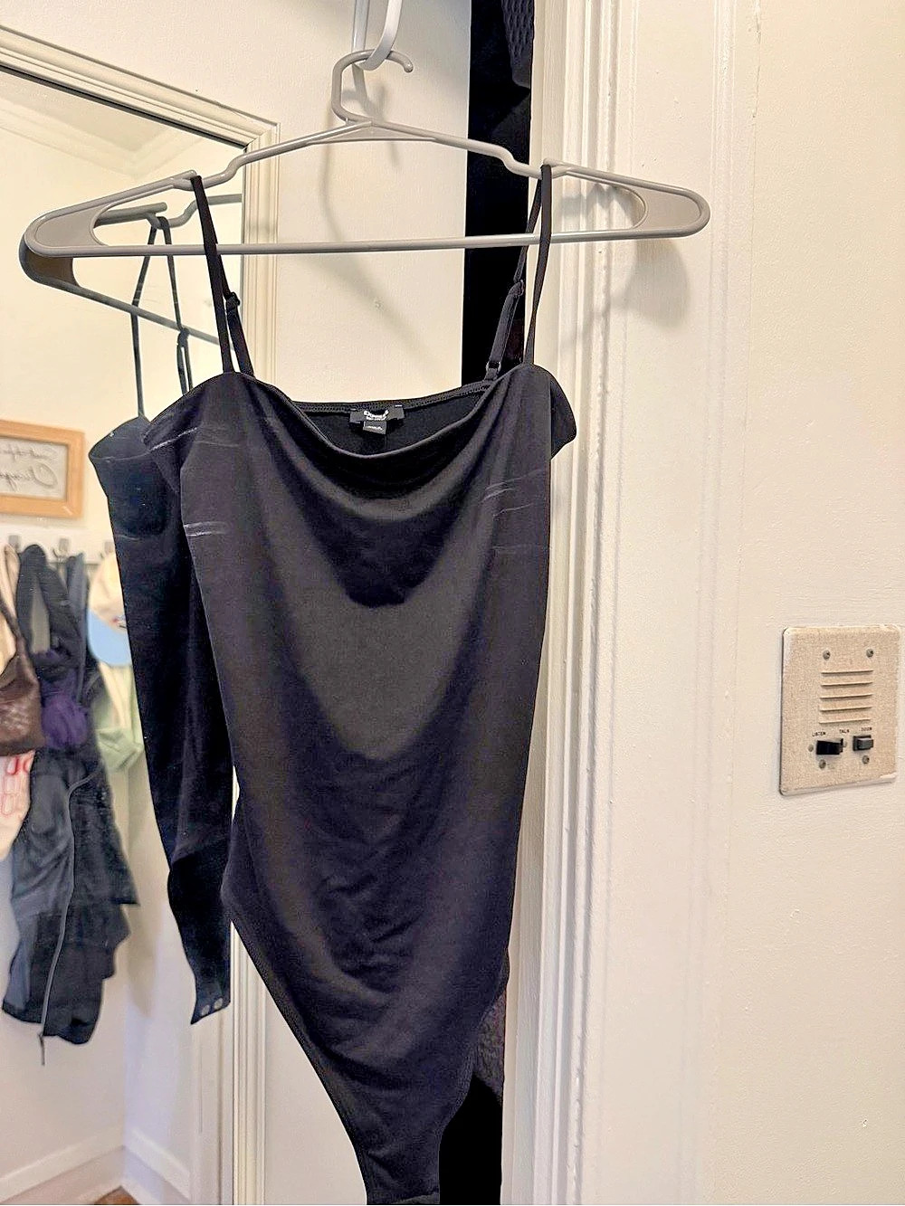 Black Spaghetti Strap Express Bodysuit